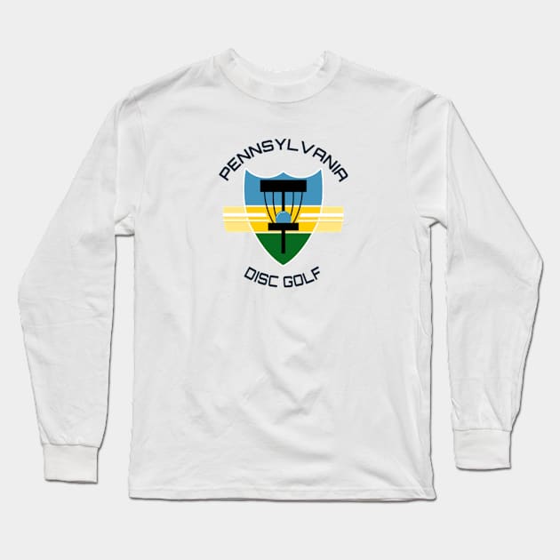 Pennsylvania Disc Golf - State Flag White Long Sleeve T-Shirt by grahamwilliams